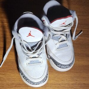 Jordan Kids White, Red, and Black Sneakers